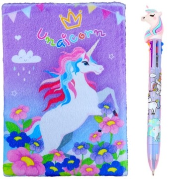 ZESTAW DLA DZIEWCZYNKI NOTES+DŁUGOPIS UNICORN TĘCZ