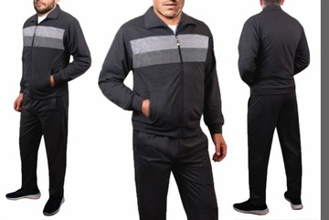 Спортивный костюм мужской СВИТШОТ + БРЮКИ с воротником стойкой, черный 963 XL