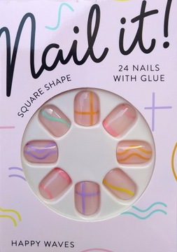 Tipsy sztuczne paznokcie 24szt HAPPY WAVES GLOSS