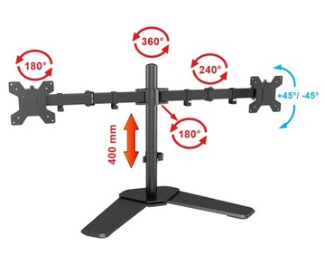Подставка для двух мониторов 10–27 дюймов, универсальное настольное крепление
