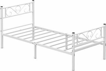 Łóżko metalowe białe 90x190 cm do sypialni