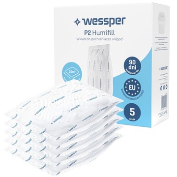 Mocne wkłady do pochłaniacza wilgoci 5x 250g - Wessper P2 HUMIFILL