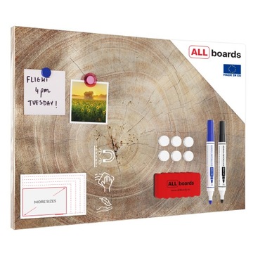 Металлическая магнитная плата дерево 90x60 см для магнитов + набор