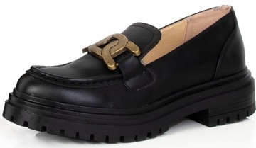 8006 МАТОВЫЕ ЧЕРНЫЕ МОКАСИНЫ С ЦЕПОЧКОЙ 39