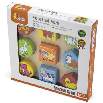 VIGA UKŁADANKA DREWNIANA ZWIERZĘTA PUZZLE MONTESSORI