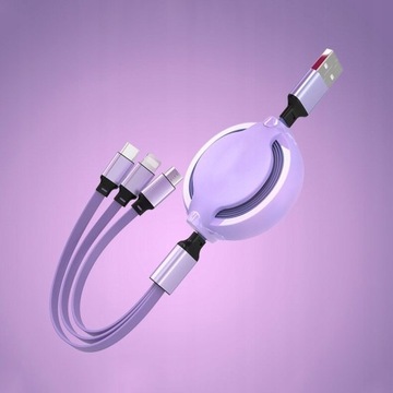 СБОРНЫЙ КАБЕЛЬ FIOLE 3в1 USB-C LIGHTNING MICRO USB TYPE C ЗАРЯДНОЕ УСТРОЙСТВО ПЛОСКОЕ 1М