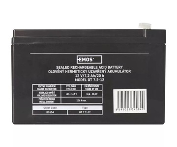Akumulator żelowy 12V/7,2Ah EMOS Pb 151x65x100mm