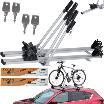 2x BAGAŻNIK ROWEROWY UCHWYT NA DACH AMOS TOUR ALU