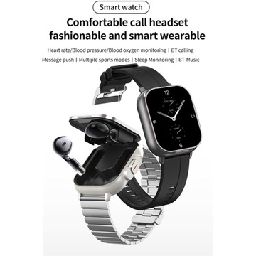 D8 Super Smart Watch + Bluetooth-гарнитура, 2 в 1, сталь, серебро