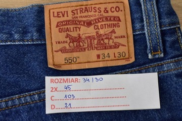 LEVIS STRAUSS 550 SPODNIE JEANSy RETRO1990 w34-L30