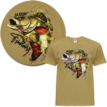 KOSZULKA wędkarska TSHIRT JAXON beżowa SANDACZ XXL