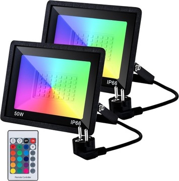 Zewnętrzny reflektor LED FTL RGB z pilotem, ściemniany