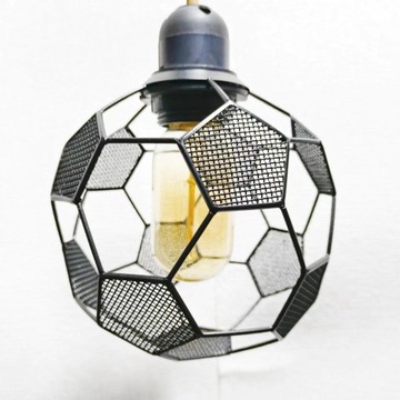 Металлическая сетка в форме футбола, подвесной светильник, абажур, клетка для лампы, домашний декор, черный