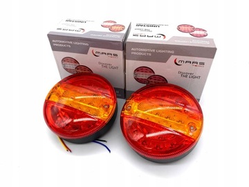 Zestaw 2x Lampa TYLNA zespolona LED okrągła 3 funkcje 12/24V naczepa