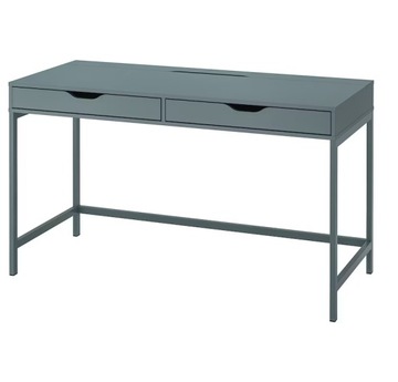 IKEA ALEX biurko toaletka z 2 szufladami SZAROTURKUSOWY