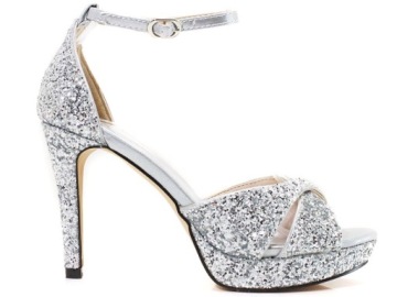 SREBRNE CUDO SANDAŁY SZPILKI BROKAT PLATFORM AG 39