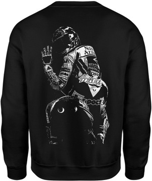 BLUZA MOTOCYKLOWA MĘSKA Z NADRUKIEM ROZMIAR XXL BEZ KAPTURA CZARNA