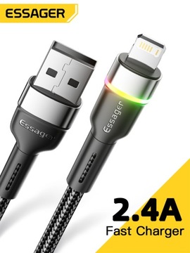 USB-КАБЕЛЬ ESSAGER 2.4A LIGHTNING ДЛЯ IPHONE 1 м со светодиодом