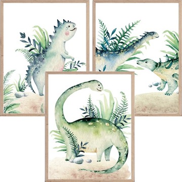 Plakaty dla dzieci dinozaury, Plakaty do pokoju dziecka z dinozaurami 30x40