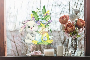 ПАСХАЛЬНЫЙ КРОЛИК-НАКЛЕЙКА - БЕЛЫЙ КРОЛИК-1