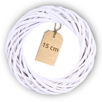 WIANEK WIKLINOWY BIAŁY OZDOBA DEKORACYJNA RING KOŁO ŚREDNICA 15CM GR. 2,5CM