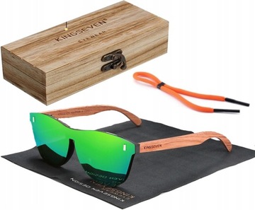 OKULARY DREWNIANE POLARYZACYJNE KINGSEVEN UV400 PREMIUM ETUI MODEL NA 2024