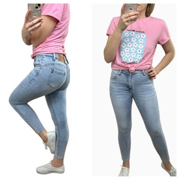 jeansy spodnie jeansowe modelujące skinny rurki jasne push up M.Sara S