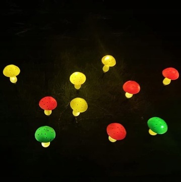 6 САДОВЫХ ЛАМП СОЛНЕЧНЫХ, РАЗНОЦВЕТНЫЕ, ДЕКОРАТИВНЫЕ ГРИБЫ