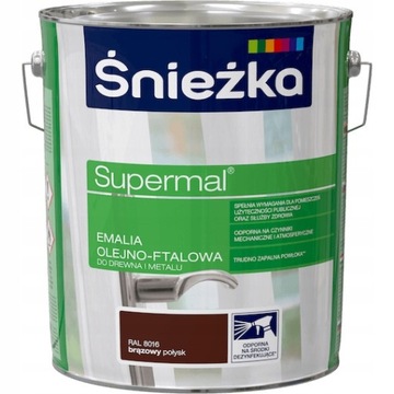 Śnieżka Supermal emalia olejno-ftalowa BRĄZOWY RAL8016 połysk 10L