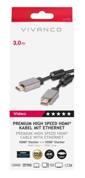 HDMI-HDMI 3m 2.0b 4K UHD/HDR10 18Gbit/s eARC Premium Jakość Vivanco W-wa