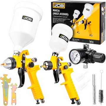 НАБОР ПНЕВМАТИЧЕСКИХ ПОКРАСОЧНЫХ ПИСТОЛЕТОВ РЕДУКТОР ДАВЛЕНИЯ JCB