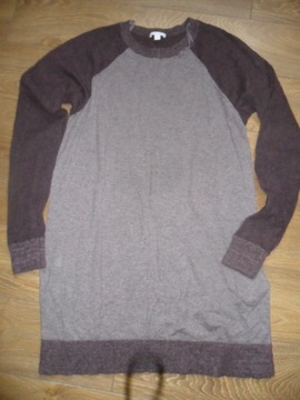 COS-długi brązowy sweter ,sukienka M/wełna ,alpaca