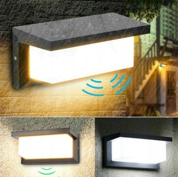 Светодиодный настенный светильник для наружного освещения с датчиком Водонепроницаемый теплый белый