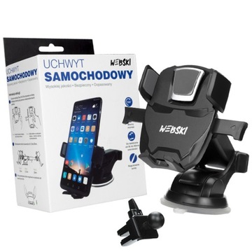 MOCNY SAMOCHODOWY UCHWYT ZACISKOWY NA TELEFON 360°
