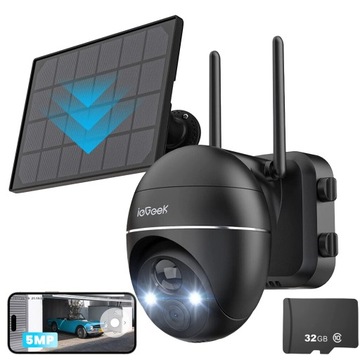 Kamera Solarna Zewnętrzna Obrotowa IP ULTRA HD WiFi 5MPx 4x Zoom 32GB KARTA