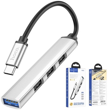 Hub USB Typ Typu C USB-C Type-C 4w1 USB3.0 5Gbps + 3 USB2.0 480Mbps 1TB