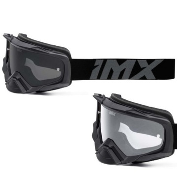 Мотоциклетные очки IMX Racing Dust, черные матовые, с дымчатым + прозрачным стеклом