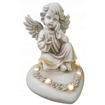 ANIOŁEK DUŻA FIGURKA ANIOŁ LED ZNICZ SERCE 18CM