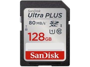 Карта памяти SanDisk Ultra PLUS U1 C10 SDXC 128 ГБ