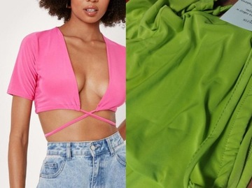 Nasty Gal limonkowy krótki top z wiązaniem 36