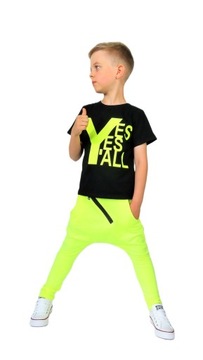 Spodnie baggy neon żółty Caramba Mamma 164