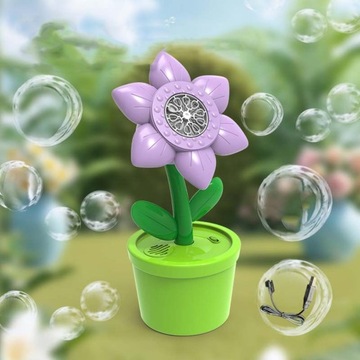 Дозатор для пузырьков Автоматический цветок для выдувания пузырей с фиолетовой подсветкой и музыкой