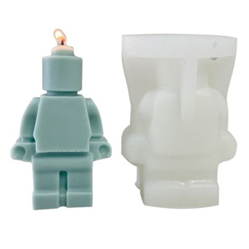 Forma silikonowa do świec wosku gipsu mydła odlewów ROBOT LUDZIK LEGO