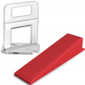ZESTAW 200 KLIPSÓW 3mm + 100 KLINÓW DO POZIOMWANIA PŁYTEK SYSTEM