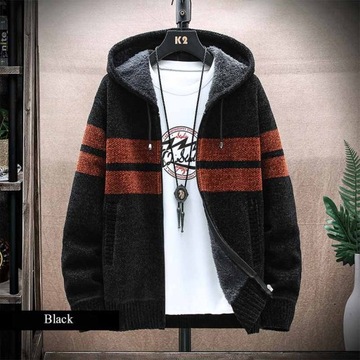 2023 Spring Mens Hooded Cardigan Jumpers Striped S