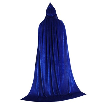 Aksamitna peleryna z kapturem i płaszczem z kapturem na Halloween dla dzieci 130 cm niebieska