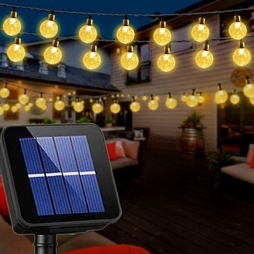 GIRLANDA LAMPKI OGRODOWE SOLARNE 50 LED KULKI 7M