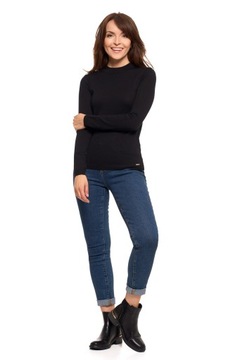 PÓŁGOLF SWETER DAMSKI GŁADKI DLA NIEJ MORAJ WISKOZA DŁUGI RĘKAW BLACK M