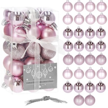 Фенечки пластиковые - Елочные игрушки - Розовый 30 шт 3 см.