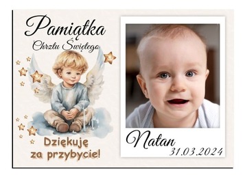 FOTO MAGNES Podziękowanie dla gości ze zdjęciem Chrzest Roczek 10x7cm O31